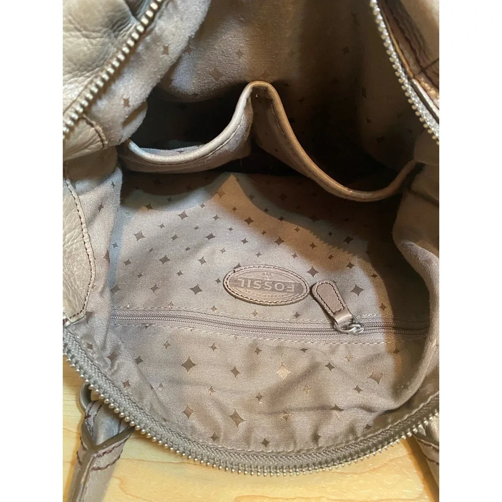 Fossil Long Live Vintage Taupe Leather Satchel Crossbody Bag ZB5311